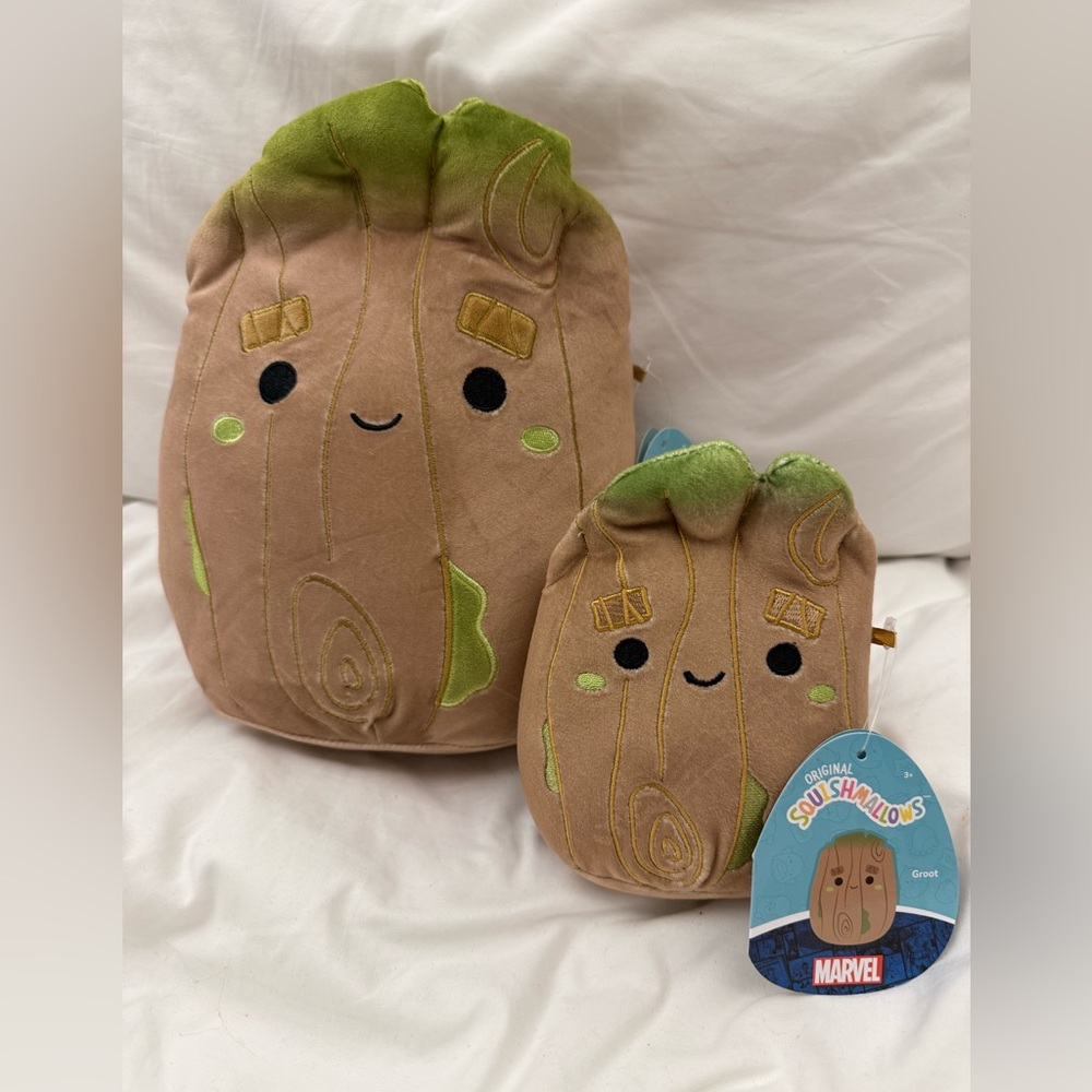 (2) NEW Squishmallows 5” + 8” Inch GROOT Tree Marvel GUARDIANS OF THE GALAXY